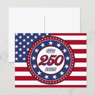 America’s 250th Birthday With USA Flag Invitation Postcard