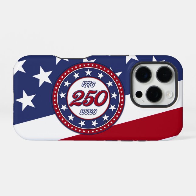 America’s 250th Birthday With USA Flag iPhone Case (Back Horizontal)