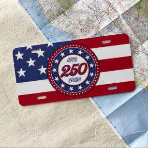 America’s 250th Birthday With USA Flag License Plate