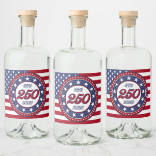 America’s 250th Birthday With USA Flag Liquor Bottle Label