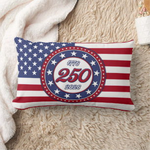 America’s 250th Birthday With USA Flag Lumbar Pillow