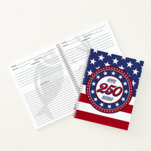 America’s 250th Birthday With USA Flag Notebook