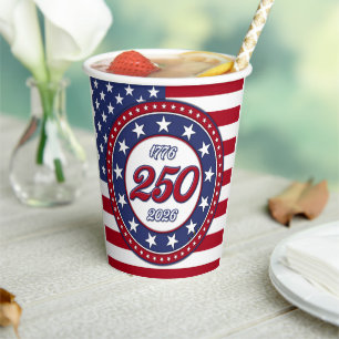 America’s 250th Birthday With USA Flag Paper Cups