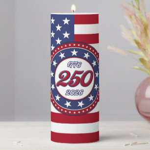 America’s 250th Birthday With USA Flag Pillar Candle