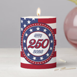 America’s 250th Birthday With USA Flag Pillar Candle