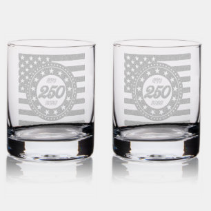 America’s 250th Birthday With USA Flag Rocks Glass