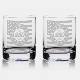 America’s 250th Birthday With USA Flag Rocks Glass