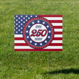 America’s 250th Birthday With USA Flag Sign