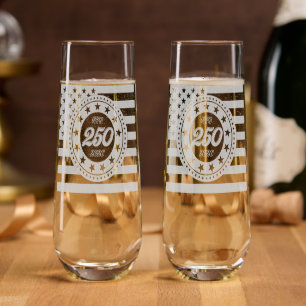 America’s 250th Birthday With USA Flag Stemless Champagne Flute