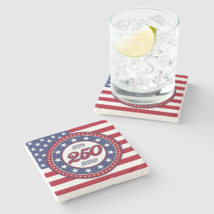 America’s 250th Birthday With USA Flag Stone Coaster