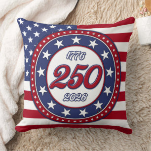 America’s 250th Birthday With USA Flag Throw Pillow