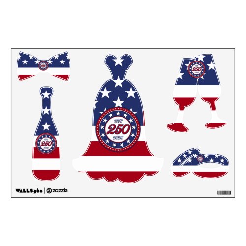 America’s 250th Birthday With USA Flag Wall Decal