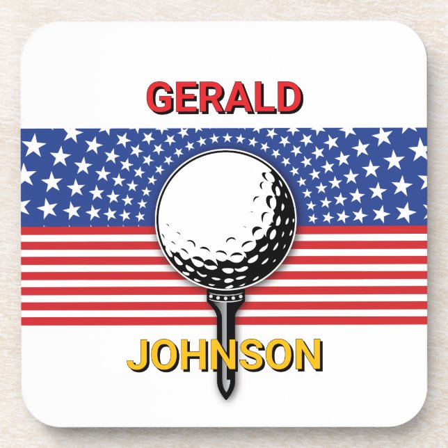 America’s Patriotic Golf Design Beverage Coaster (Front)