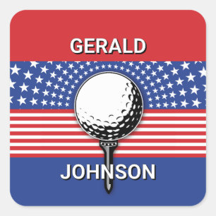 America’s Patriotic Golf Design Square Sticker
