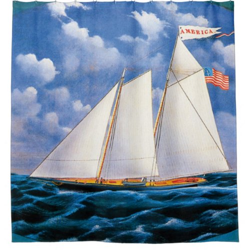 America schooner yacht by James Bard Shower Curtain