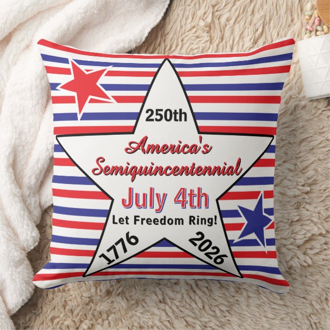America Semiquincentennial Star Stripes  Throw Pillow (Blanket)