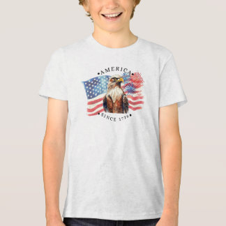 America Since 1776 watercolor flag/eagle/fireworks Tri-Blend Shirt
