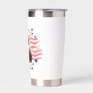America Since 1776 Watercolor Flag, Eagle & Stars Insulated Tumbler