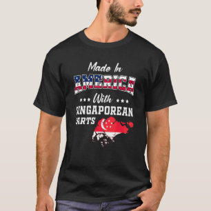 America Singaporean Parts Singapore Map Usa Flag T-Shirt