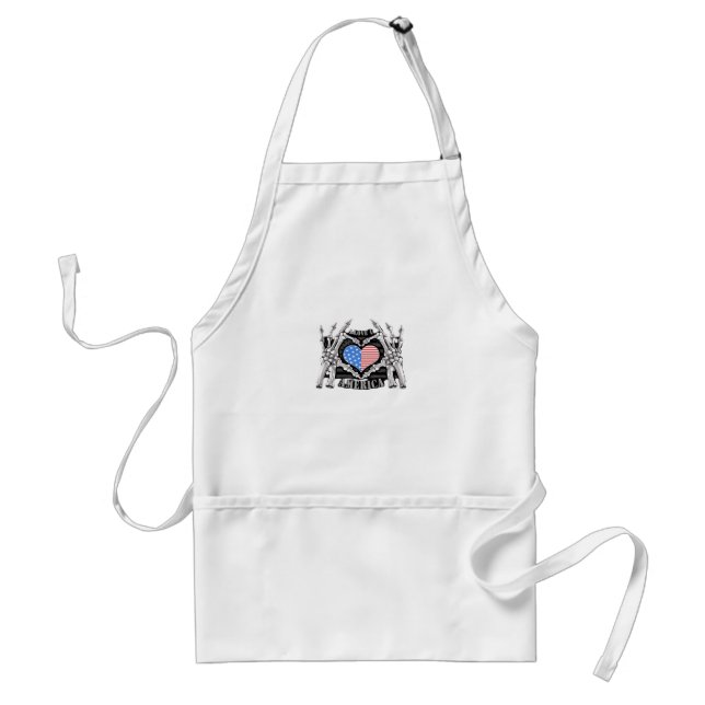 America Skeleton Hands Graphic Impression Adult Apron (Front)