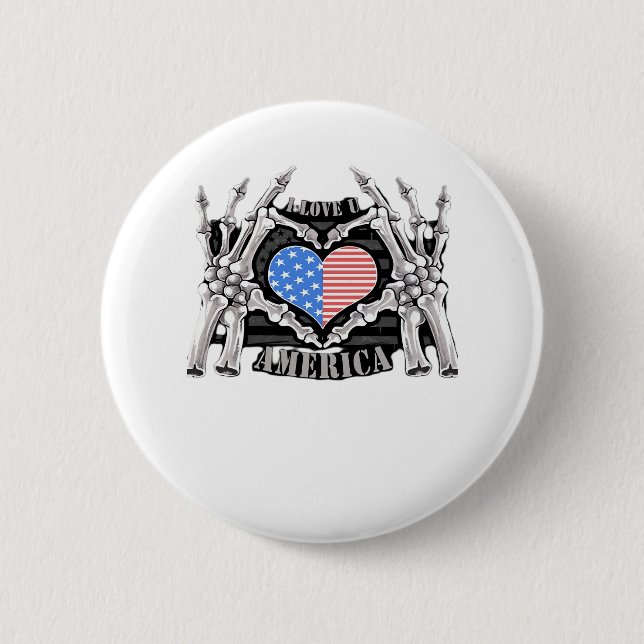 America Skeleton Hands Graphic Impression Button (Front)