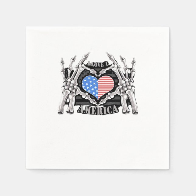 America Skeleton Hands Graphic Impression Napkins (Front)