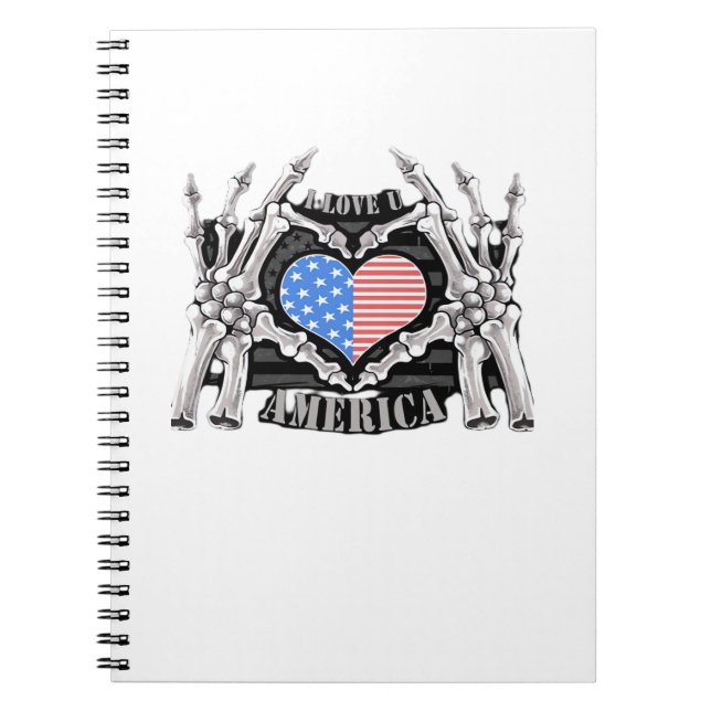America Skeleton Hands Graphic Impression Notebook (Front)