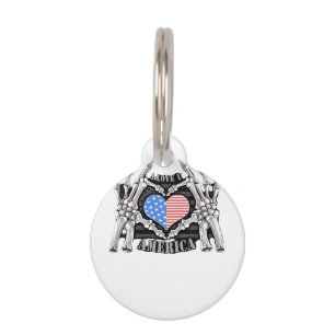 America Skeleton Hands Pet ID Tag