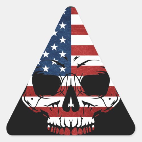 America Skull Flag Skeleton Evil Triangle Sticker