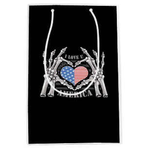America Skull Skeleton Hand Artwork Editable Layer Medium Gift Bag
