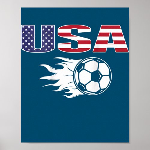 America Soccer Fans Jersey USA Flag Football Poster