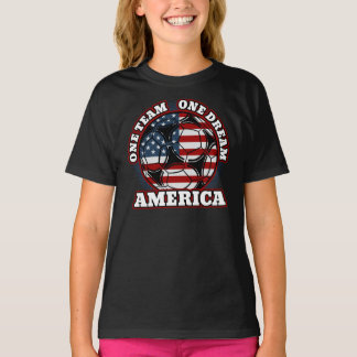 America Soccer One Team One Dream US Flag T-Shirt
