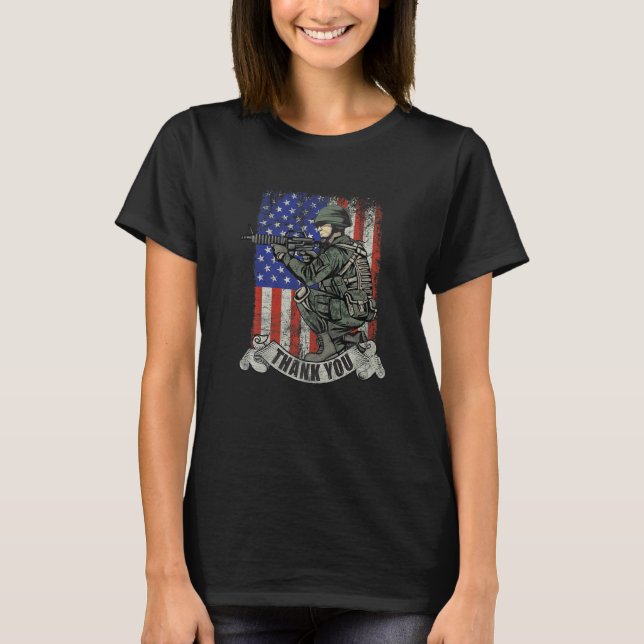 America Soldier Thank You Patriotic Veterans Day T-Shirt (Front)