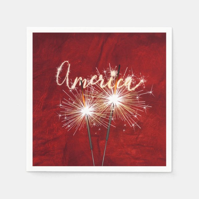 America Sparkler on Red Leather Napkins (Front)