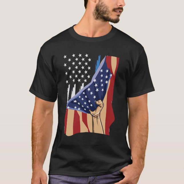 America Stand Behind The Blue Line T-Shirt (Front)