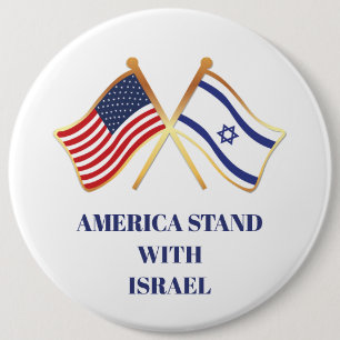 America Stand With Israel Freedom Flag Button