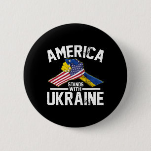 America Stands With Ukraine Ukrainian American Fla Button