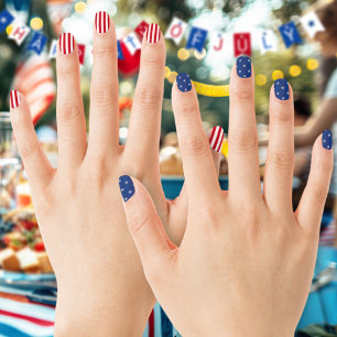 America Stars & Stripes Red White Blue Minx Nail Art