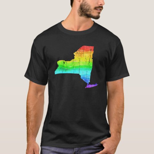 America State Of New York Rainbow Gay Lgbt Pride M T_Shirt