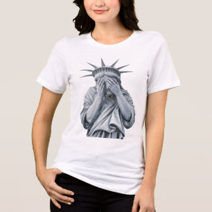 America Statue Of Liberty Cry Funny Meme Men Women Tri-Blend Shirt