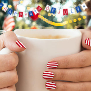 America Stripes Red And White Minx Nail Art