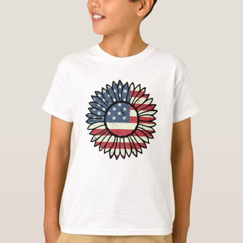 America Sunflower Flag Flower Shirt