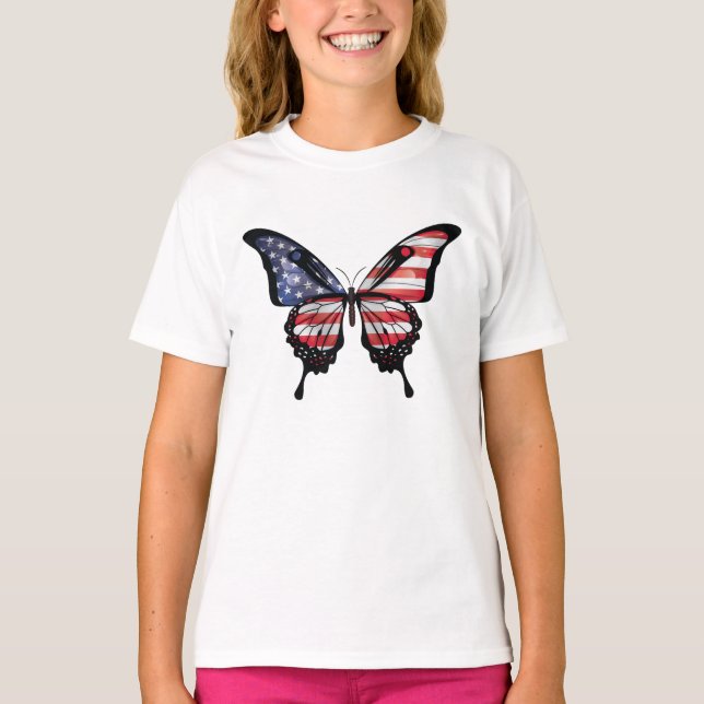 America Swallowtail Butterfly Flag Sticker T-Shirt (Front)
