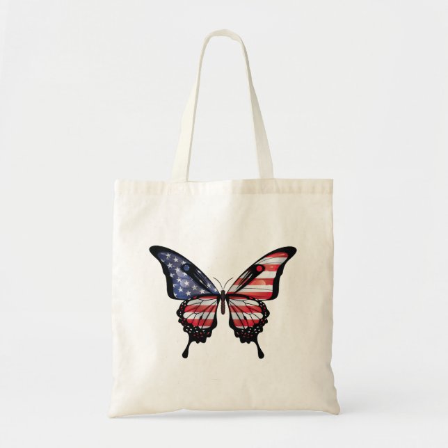 America Swallowtail Butterfly Flag Sticker Tote Bag (Front)
