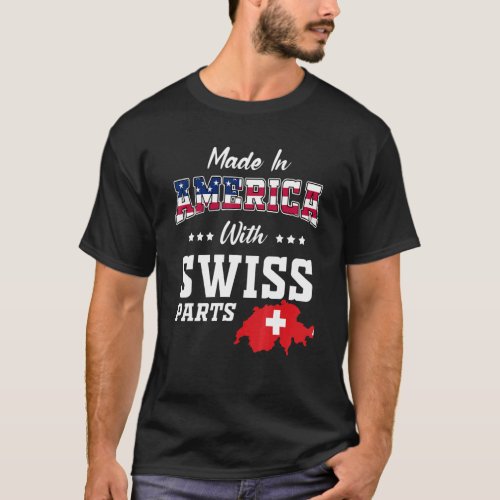 America Swiss Parts Switzerland Map USA Flag Roots T_Shirt