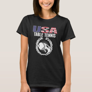 America Table Tennis   USA Flag Ping Pong Supporte T-Shirt