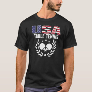America Table Tennis USA Flag Ping Pong Supporte T-Shirt