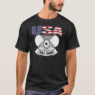 America Table Tennis USA Flag Support Ping Pong T T-Shirt