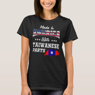 America Taiwanese Parts Taiwan Map USA Flag Ancest T-Shirt
