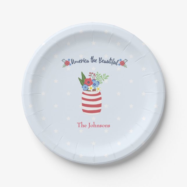 America the Beautiful 4th of July Paper Plates (Front)
